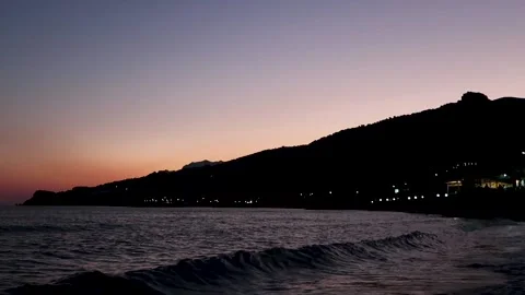 Seashore and mountains during sunset in Keratokampos, Crete Island Stock Footage 152551282
