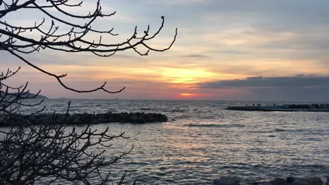 Seashore and sunset Stock Footage 145679840