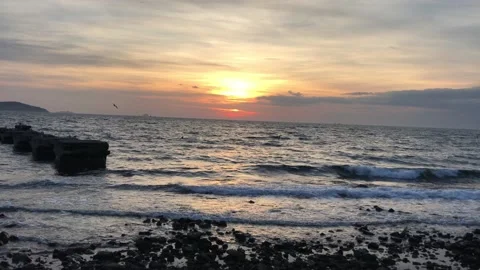 Seashore and sunset Stock Footage 145679998