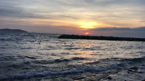 Seashore and sunset Stock Footage 145680098