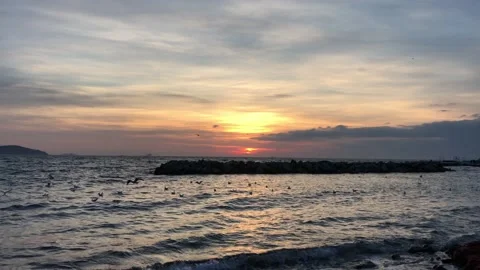 Seashore and sunset Stock Footage 145680806