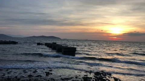 Seashore and sunset Stock Footage 145680922