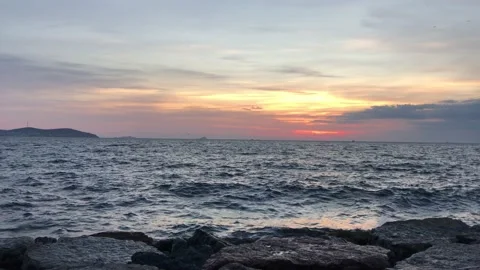 Seashore and sunset Stock Footage 145681142