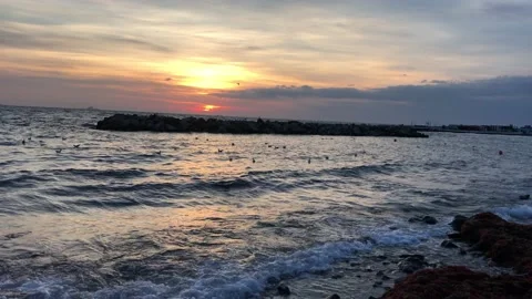 Seashore and sunset Stock Footage 145681354