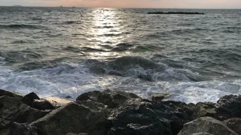 Seashore and sunset Video stock 146993546