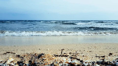 Seashore beach and waves Stock Footage 86013603