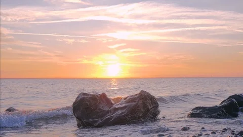 Seashore at beautiful sunset. Stock Footage 102173022
