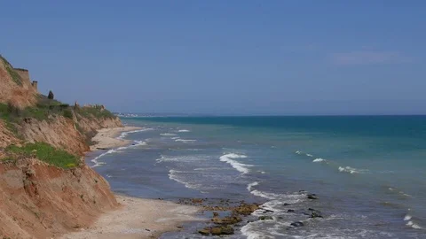 Seashore with Big Rock in Odesa Stock Footage 70887075