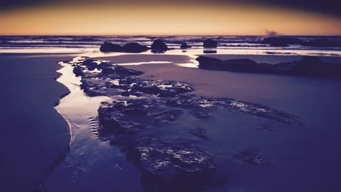 Seashore Dawn Landscape Stock Footage 121318415