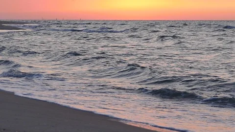 The seashore before dawn, the sun has not yet risen slow motion Stock Footage 122945327