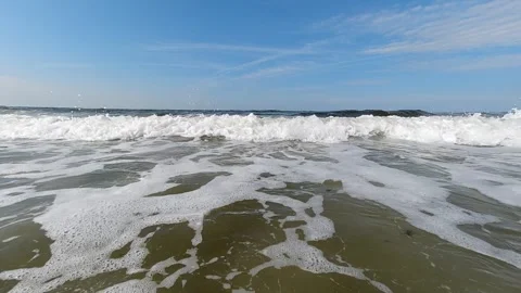 The seashore during a small storm. Slow motion Video stock 258058161