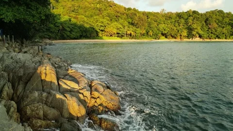 Seashore with large rocks. Drone view Stock Footage 317562230