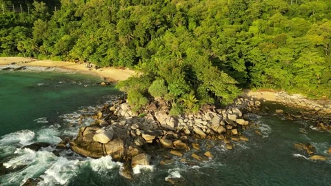 Seashore with large rocks. Drone view Stock Footage 317563008
