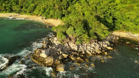 Seashore with large rocks. Drone view Stock Footage 317563052