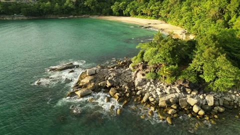 Seashore with large rocks. Drone view Stock Footage 317563221