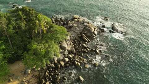 Seashore with large rocks. Drone view Stock Footage 317563469
