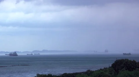 Seashore on a misty day Stock Footage 67603365