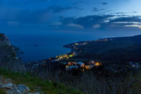 Seashore night view Stock Photos