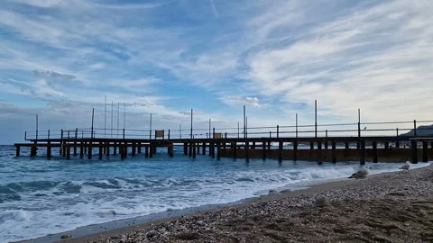 The seashore with a pier. Stock Footage 288487147
