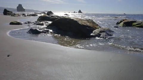 Seashore rocks with waves Stock Footage 87432729