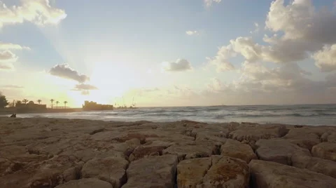Seashore in Sidon, Lebanon Stock Footage 61863326