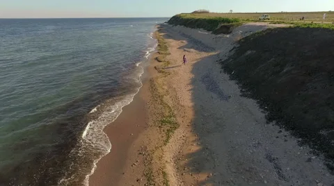 Seashore from the sky in Vama Veche, Romania Stock Footage 62017828