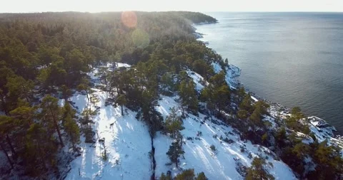 Seashore with snow on the ground. Stock Footage 237124791