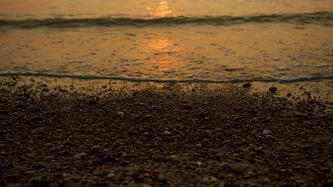 Seashore with stones at sunset Stock Footage 147599507