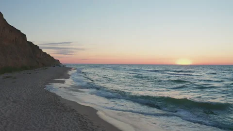 Seashore Surf Waves at the Sunset Stock Footage 138171486