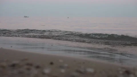 Seashore waves at magic hour Stock Footage 139060753