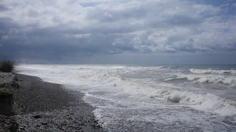 Seashore waves in slow motion Stock Footage 255240257