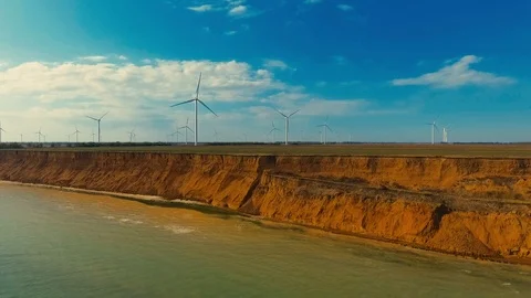 Seashore wind farm Stock Footage 126010714