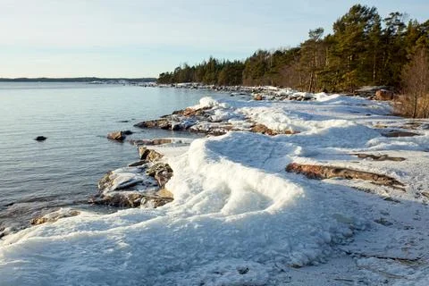 Seashore in winter. Stock Photos