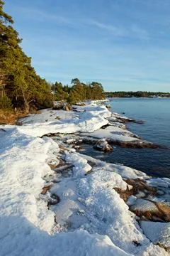 Seashore in winter. Stock Photos
