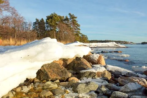 Seashore in winter. Stock Photos