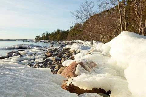 Seashore in winter. Stock Photos