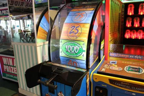 Seaside arcade Spin the wheel Foto stock