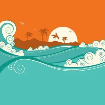 Seaside background.Vector illustration Stock Illustration