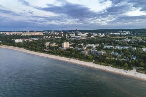 Seaside beach on the cloudy day Foto stock