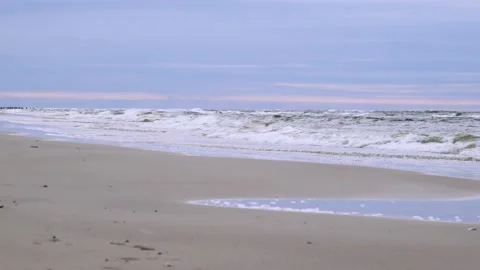 Seaside Beach Landscape with High Waves on Windy Day Stock Footage 150713129