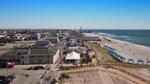 Seaside Boardwalk Drone Video stock 229898937