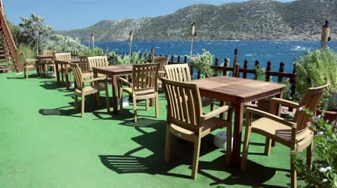Seaside Cafe Tables Stock Footage 24825993