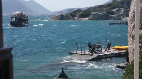 Seaside Cafe Tables Stock Footage 25386626