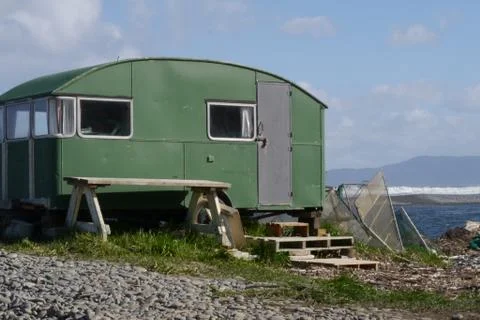 Seaside caravan Stock Photos