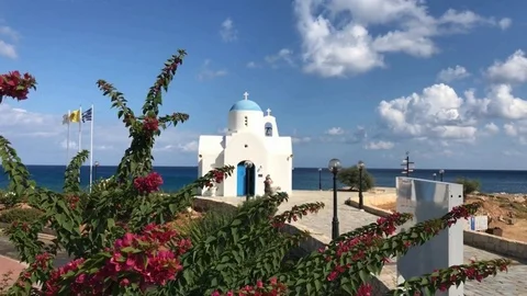 Seaside Chapel of St Nicholas in Protaras Stock Footage 90647903