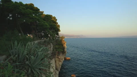 Seaside cliff in Split, Croatia Stock Footage 219973670