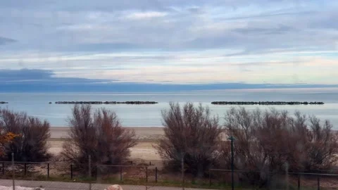 Seaside coastline seen from the train Stock Footage 328361395