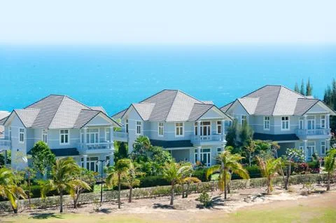 Seaside cottages 스톡 사진