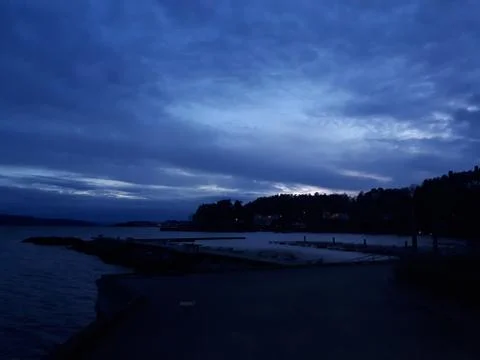 At the seaside at dusk Foto stock