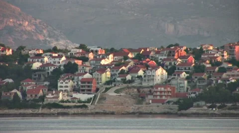 Seaside hauses on the sunset Video stock 47176743